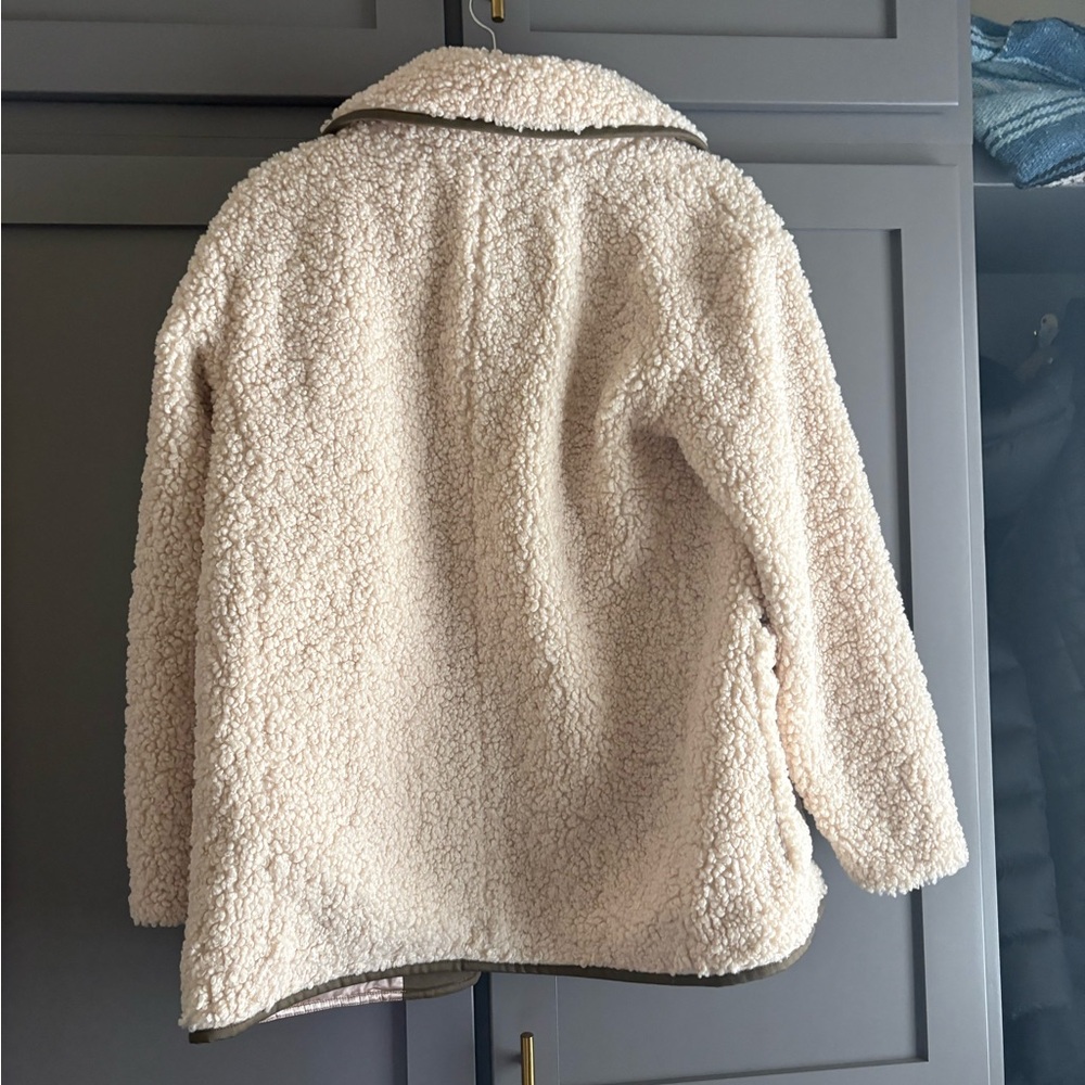 J.Crew Cream/Olive Sherpa Jacket - Picture 3 of 3